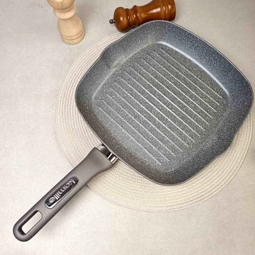 Сковорідка-гриль з гранітним покриттям без кришки для індукції 28*28*4 см Kamille