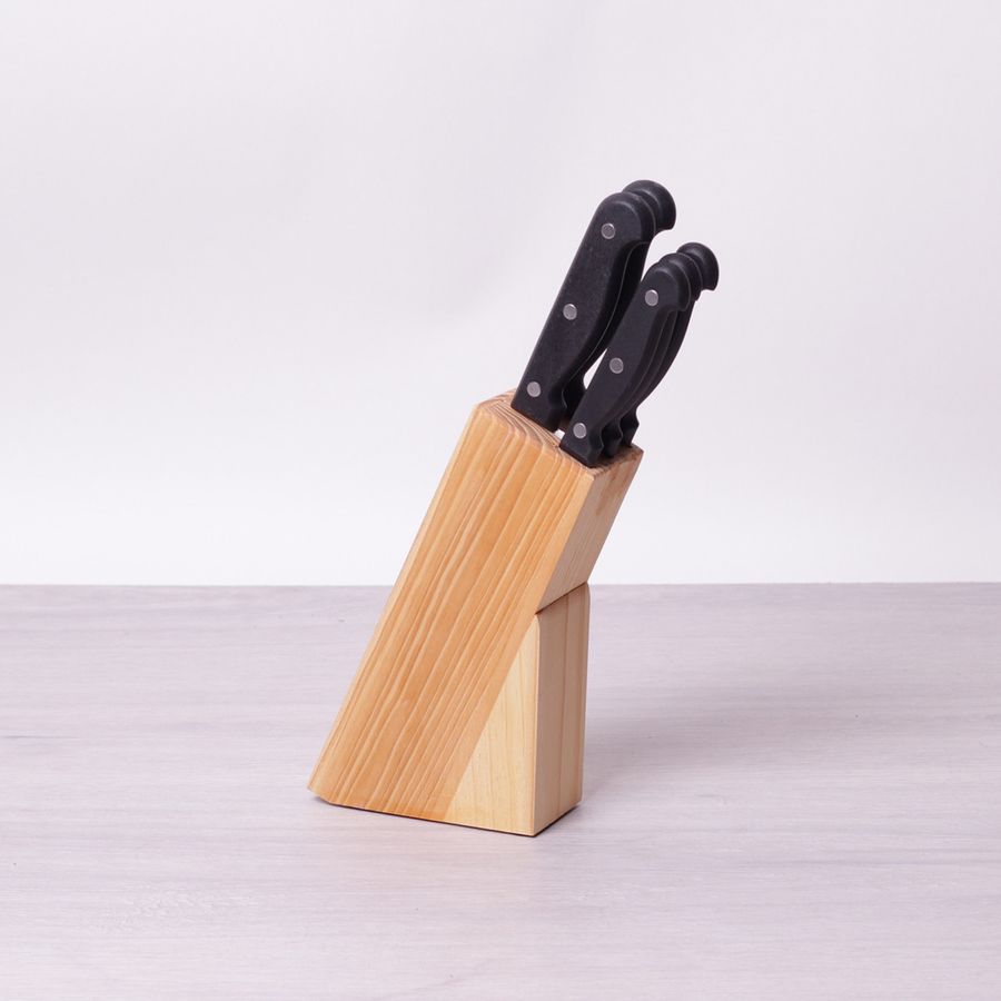 Набір ножів 6 предметів з нержавіючої сталі на дерев'яній підставці Kamille