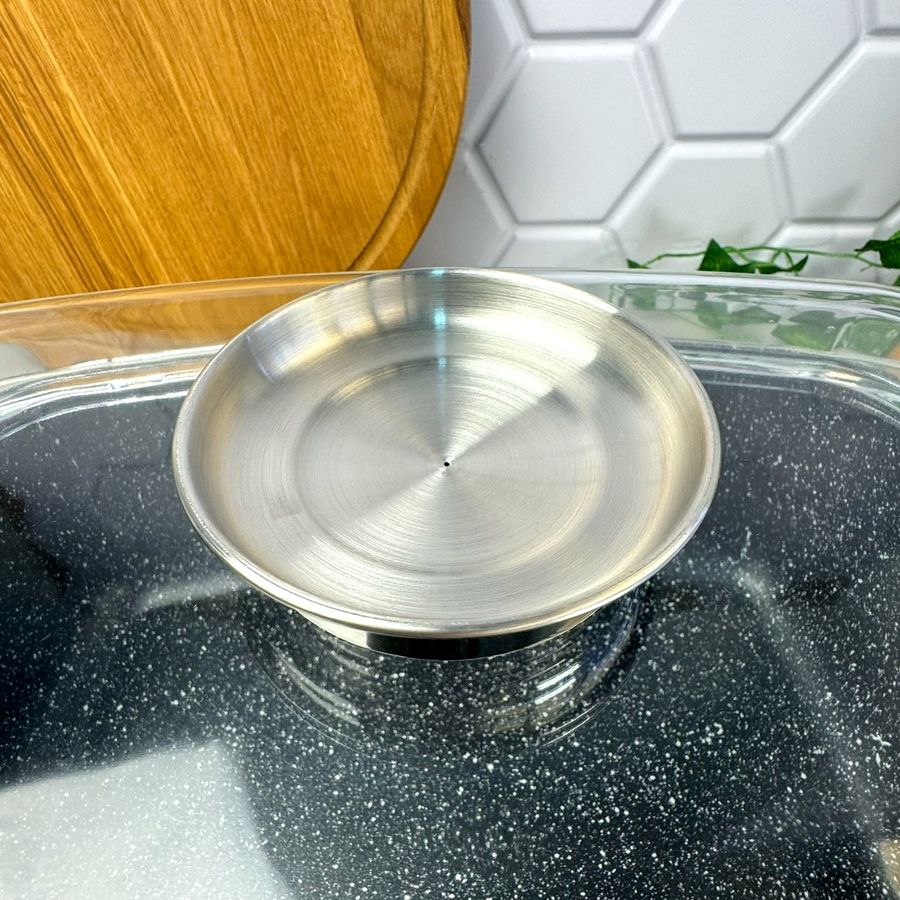 Металева гусятница 5.5 л зі скляною кришкою і антипригарним покриттям Kamille