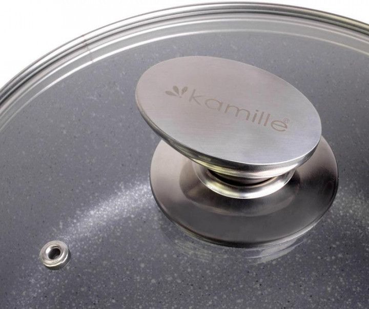 Велика диво-каструля з антипригарним гранітним покриттям 6.5 л для всіх типів плит Kamille