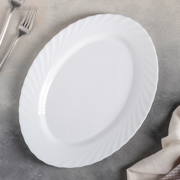 Плоское овальное блюдо из белой стеклокерамики Luminarc Trianon 290 мм (D6891) Luminarc