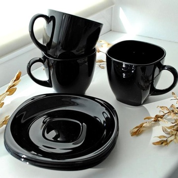 Чорний чайний набір чашок з квадратними блюдцями Luminarc CARINE Black 6х220 мл (p4672) Luminarc