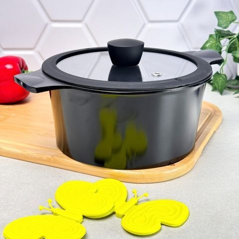 Кастрюля с крышкой 20 см 2,5 л черная Mega Stone RG-2108-20 BL-R Ringel RINGEL