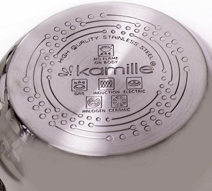 Набір кухонного посуду із нержавіючої сталі для всіх типів плит Kamille Excellent 8 предметів Kamille