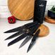 Набор чёрных гранитных ножей 6 предметов в браш-подставке Bohmann