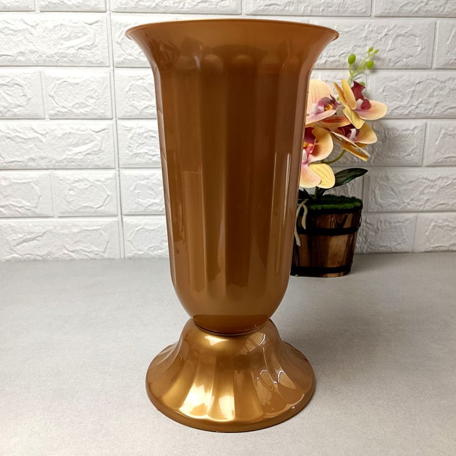 Бронзова пластикова ваза для квітів 12л на ніжці Флора Алеана Алеана