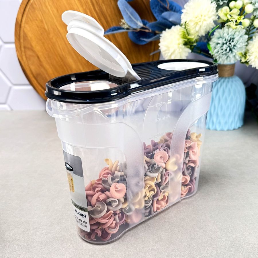 Пластиковый контейнер для сыпучих продуктов с клапанами 2.15 л 30313 Dunya Dunya Plastik