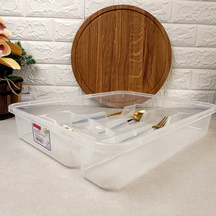 Большой прозрачный органайзер в кухонный ящик для столовых приборов 39*31 см, Турция Dunya Plastic