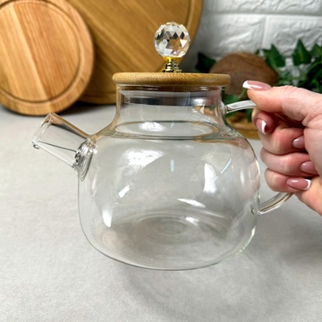 Заварочный стеклянный чайник для плиты 1 л Crystal Без бренда