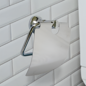 Хромований настінний тримач для туалетного паперу з кришкою, туалетний папероутримувач VERA Феникс