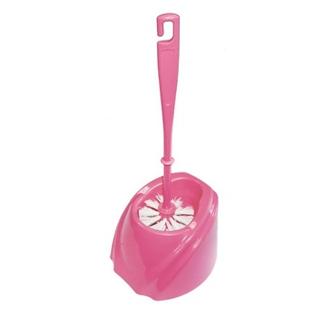 Рожевий пластиковий йорж для унітазу на підставці, хвиля "ФАЛА" Maxi Plast