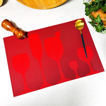 Салфетка-подложка под тарелку на стол с бокалами 30х45см Красная (2-Б) Hell