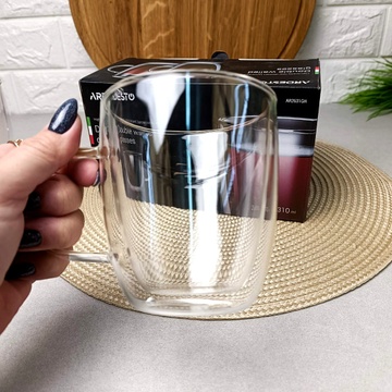 Набор чашек для чая с двойными стенками 310 мл 2 шт Ardesto (AR2631GH), чашки с двойным дном Ardesto