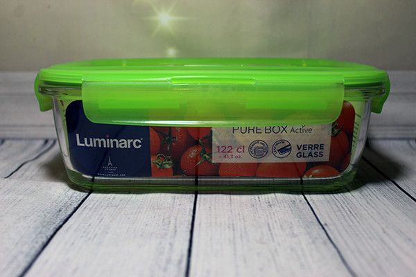 Скляний харчовий судок з салатовою кришкою Luminarc "Pure Box" 23,5 * 17,5 * 7,5 см 1970 мл (P4571) Luminarc