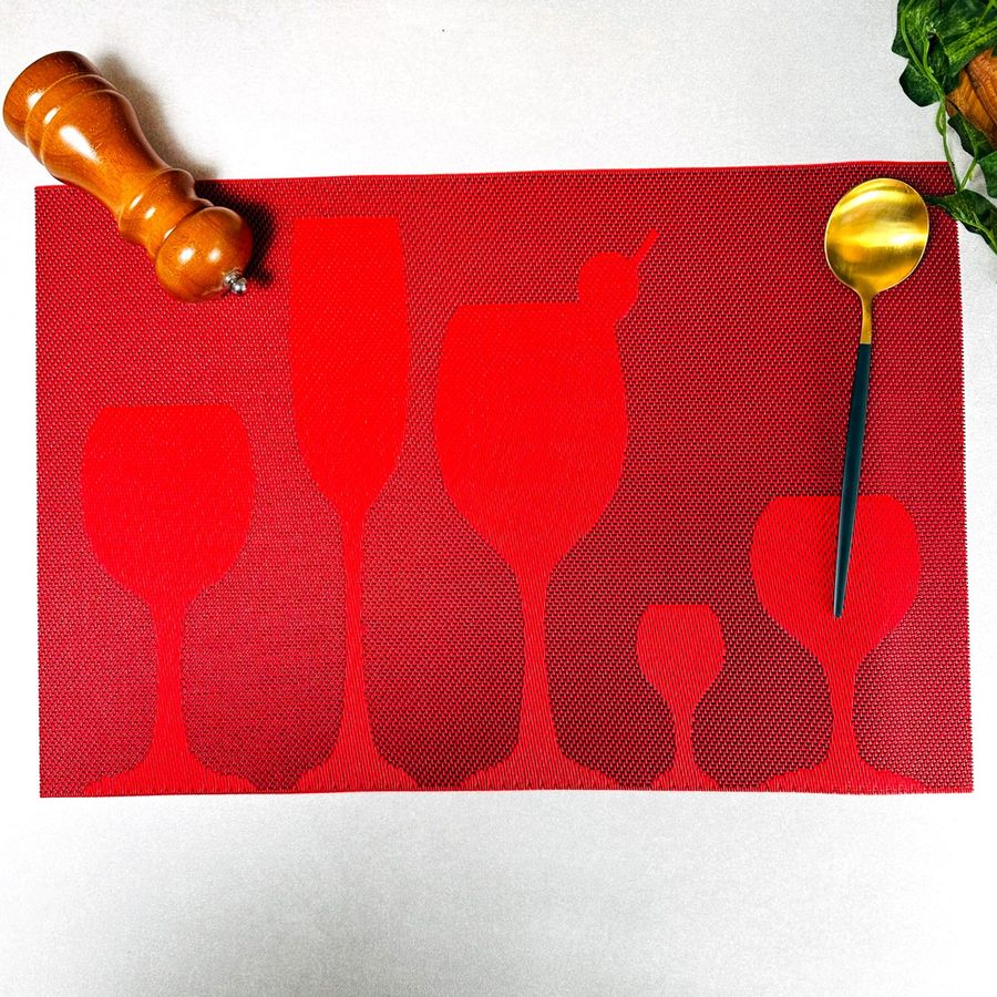 Салфетка-подложка под тарелку на стол с бокалами 30х45см Красная (2-Б) Hell