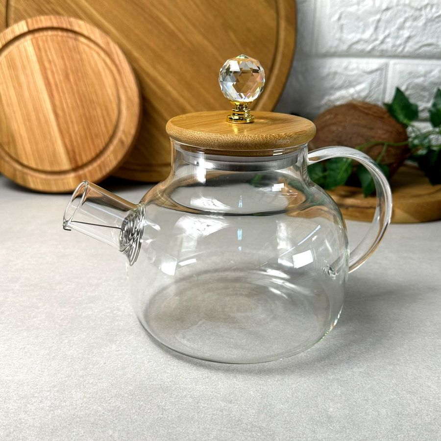 Заварочный стеклянный чайник для плиты 1 л Crystal Без бренда