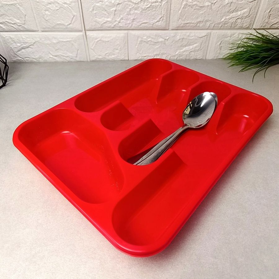 Пластиковий вкладиш червоного кольору для столових приладів у кухонну скриньку 26*34 см, Ламела Ламела