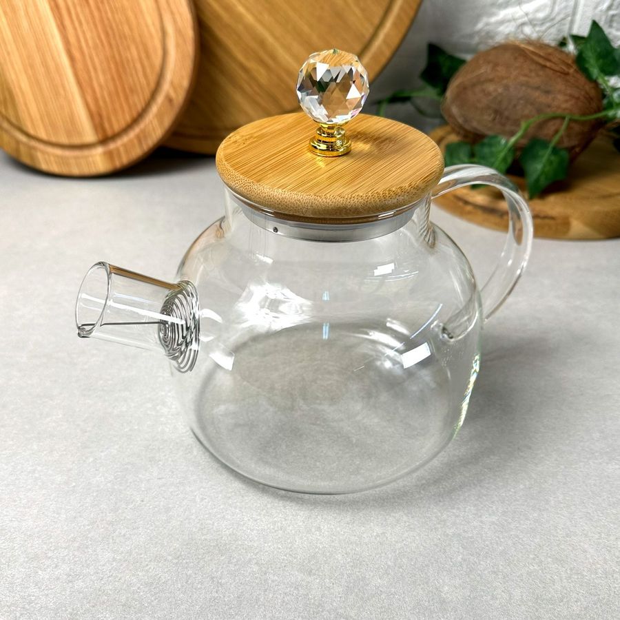 Заварювальний скляний чайник для плити 1 л Crystal Без бренда