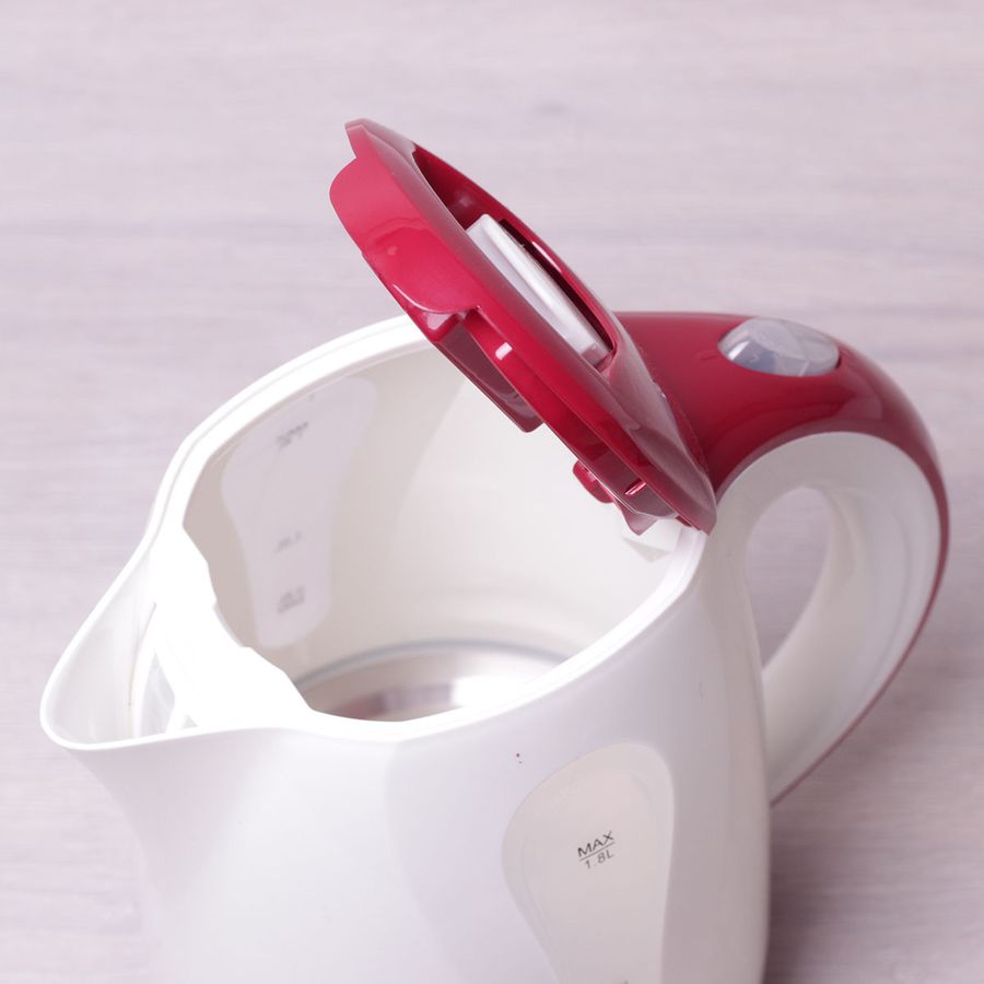 Чайник электрический 1.8 л пластиковый (белый с красным) Kamille