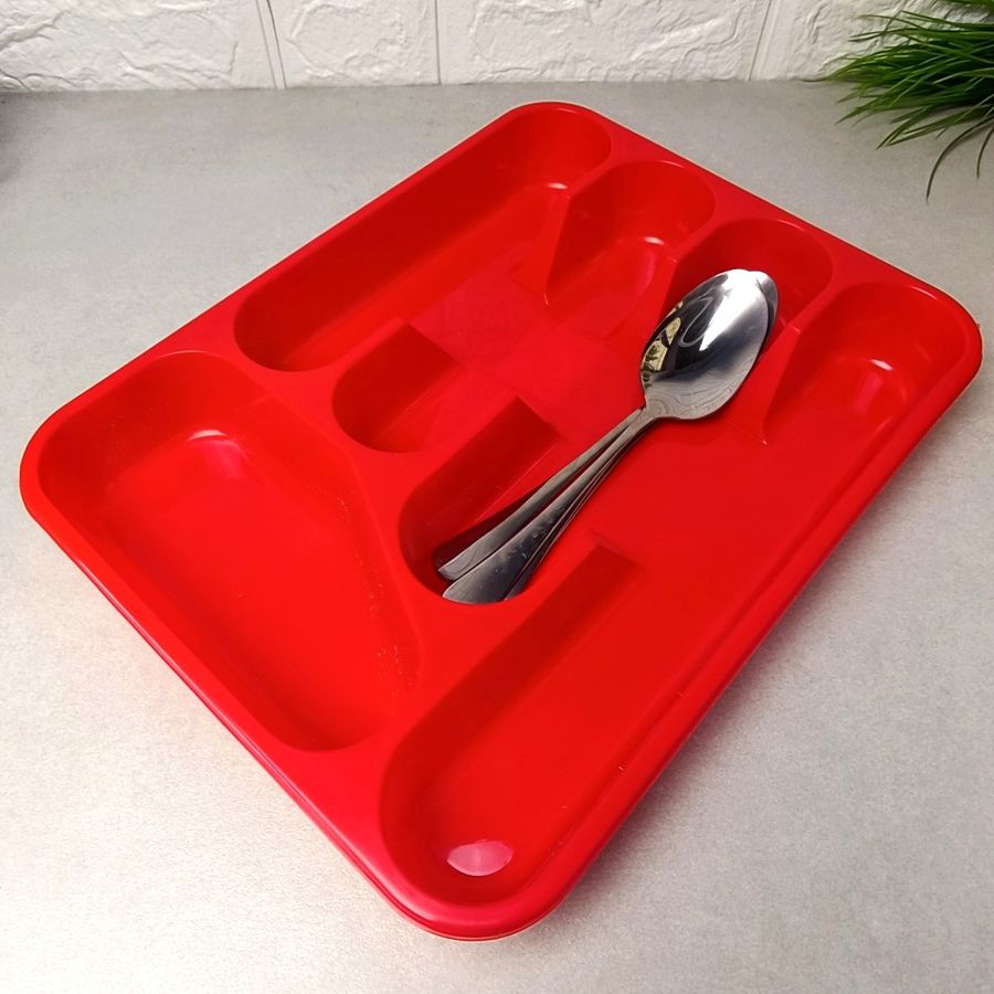 Пластиковый вкладыш красного цвета для столовых приборов в кухонный ящик 26*34 см, Ламела Ламела