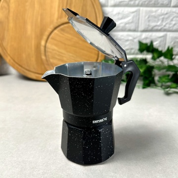Чорна гейзерна кавоварка 3 порції EM6602 Empire