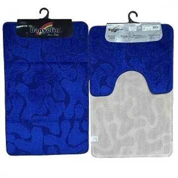 Набір синіх килимків для ванної та туалетної кімнати CLASSIC 60*100/50*60см Blue Banyolin Banyolin