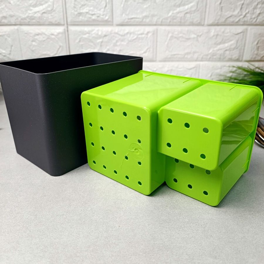 Пластиковая подставка для столовых приборов Плюс Алеана графитово - зелёная Алеана