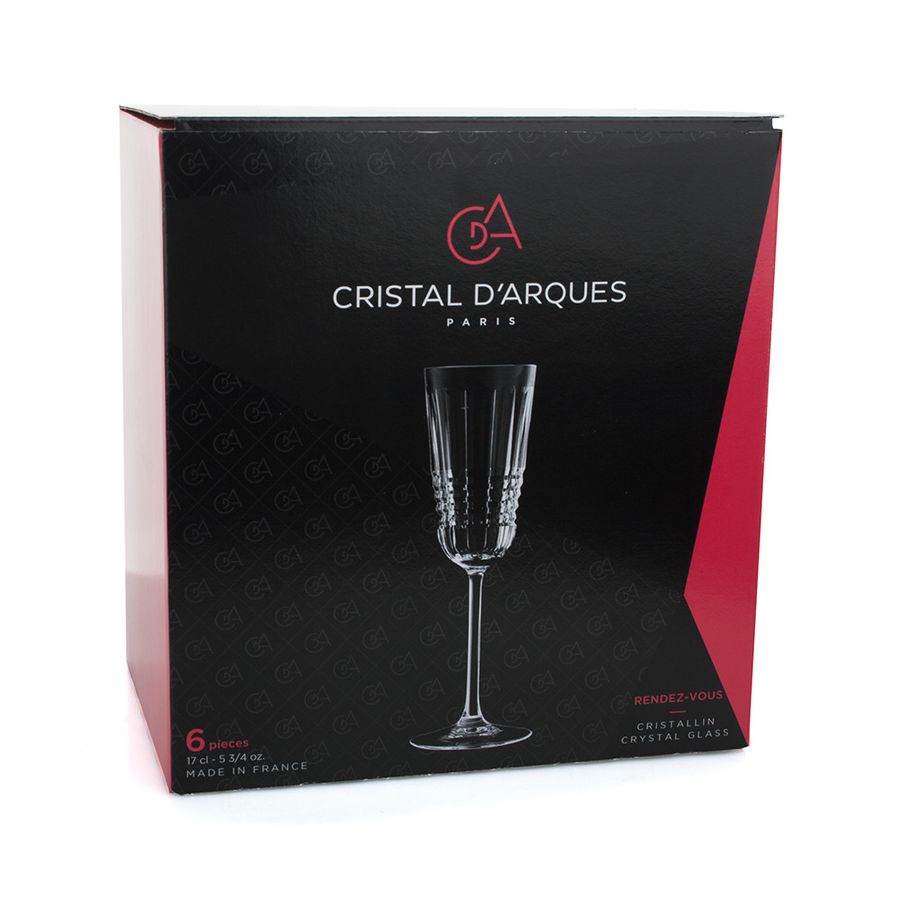 Набор бокалов для шампанского из хрустального стекла Cristal D`Arques Rendez-Vous 170 мл (L8234) Cristal d'Arques