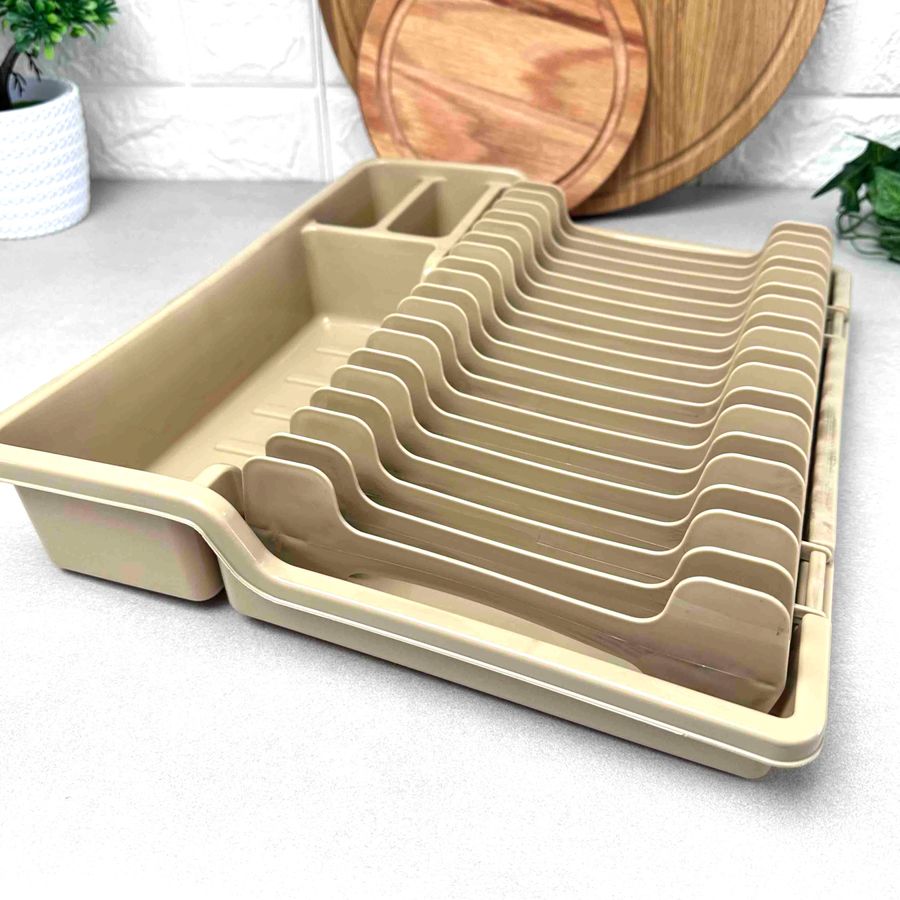 Пластикова розсувна сушарка для посуду з лотком для сушіння столових приладів Dunya Plastic