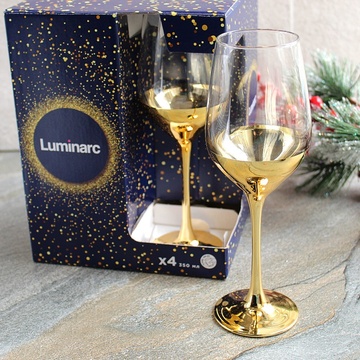 Набор бокалов для вина с золотом Luminarc Электрическое золото 350 мл 4 шт (P9155) Luminarc