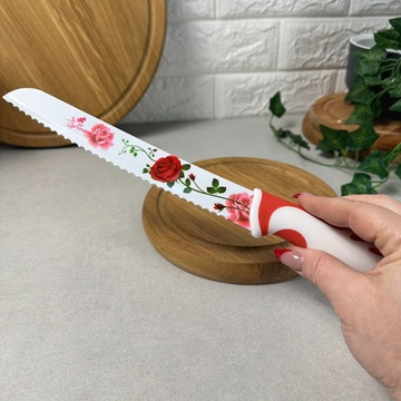 Кухонний ніж для хліба 20 см Троянда Без бренда