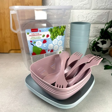 Набор пластиковой посуды для пикника 16 предметов Полынь/Фрезия Алеана