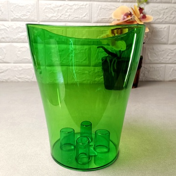 Зелений вазон для орхідей з хвилястим верхом із світлопропускаючого пластику 19 см Ніка Алеана