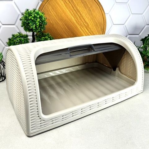 Пластикова хлібниця Ротанг Світло-Сіра Oyster Gray 05331-8 Dunya Dunya Plastik
