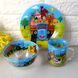 Подарочный набор посуды для мальчиков 3 пр Синий Трактор, детская посуда