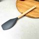 Силиконовая кухонная лопатка с деревянной ручкой 32*6,4 см Серая
