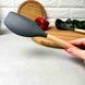 Силиконовая кухонная лопатка с деревянной ручкой 32*6,4 см Серая