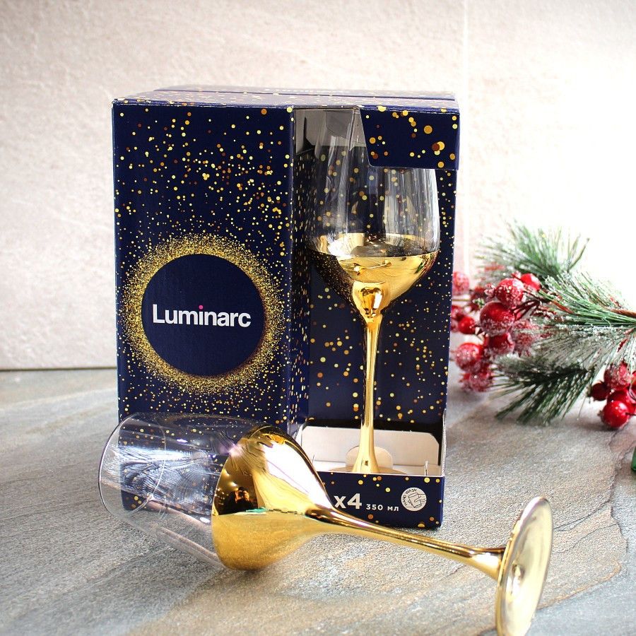 Набір келихів для вина із золотом Luminarc Електричне золото 350 мл 4 шт (P9155) Luminarc