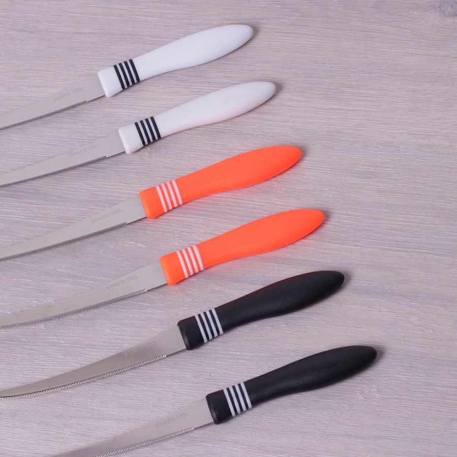 Набор ножей-пилочек для шинковки 12 шт из нержавеющей стали с пластиковыми ручками Kamille Kamille