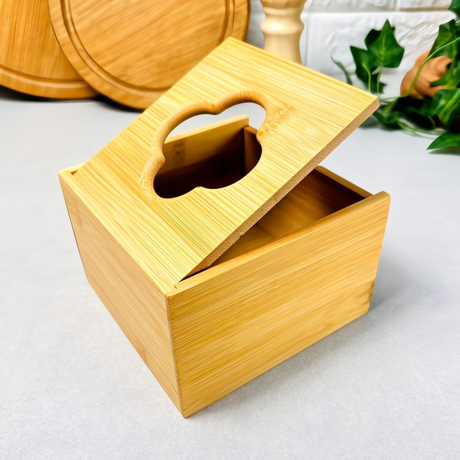 Бамбуковый диспенсер-коробка с крышкой для салфеток Без бренда