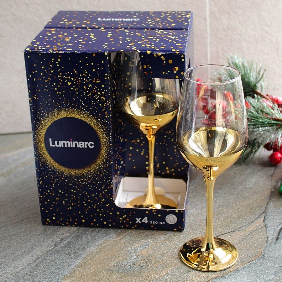 Набір келихів для вина із золотом Luminarc Електричне золото 350 мл 4 шт (P9155) Luminarc