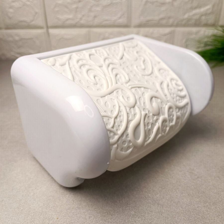 Ажурный пластиковый настенный держатель для туалетной бумаги с крышкой, 376 Elif Elif Plastik