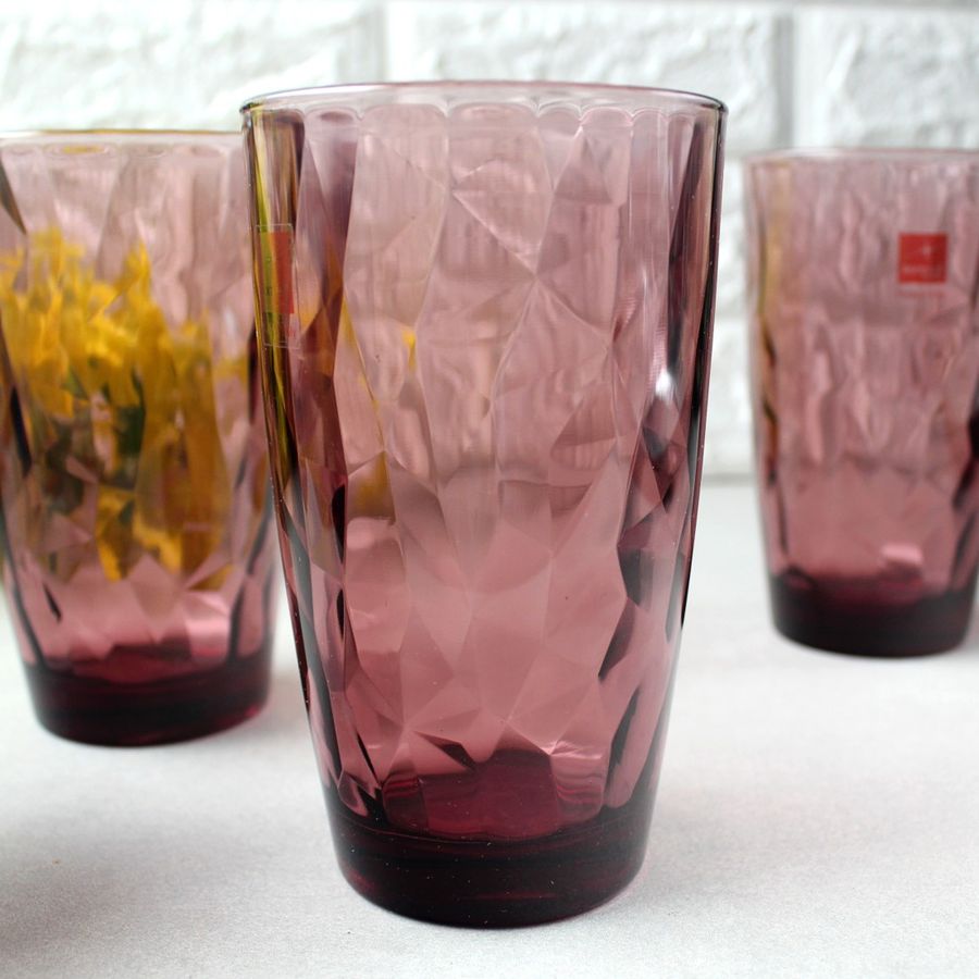 Набір високих кольорових склянок з гранями 470 мл Bormioli Rock Purple Bormioli Rocco
