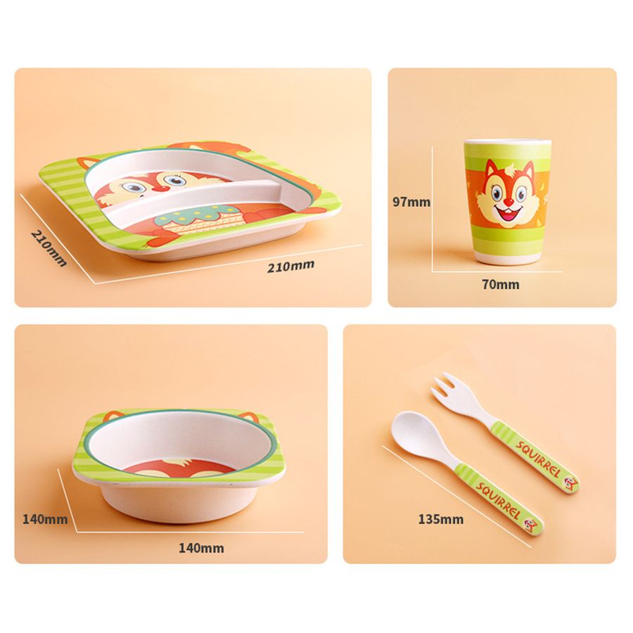 Бамбуковий посуд для дітей в наборі 5 предметів Фламинго HLS (4309) Hell