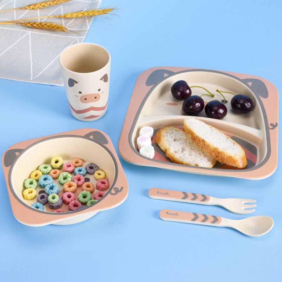 Бамбуковая посуда для детей в наборе 5 предметов Фламинго HLS (4309) Hell