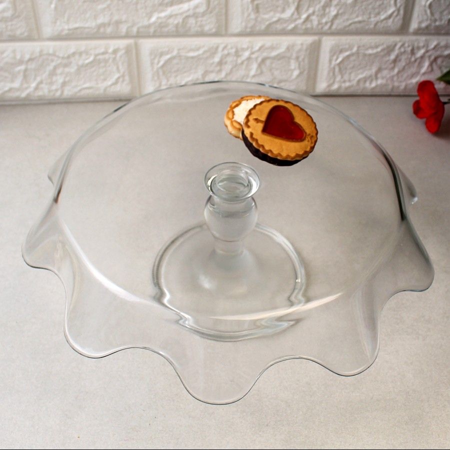 Скляна тортівниця на ніжці з хвилястими бортиками Pasabahce Splash (95105) Pasabahce