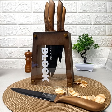 Набір кухонних ножів 6 предметів із нержавіючої сталі з порожніми ручками на підставці Kamille