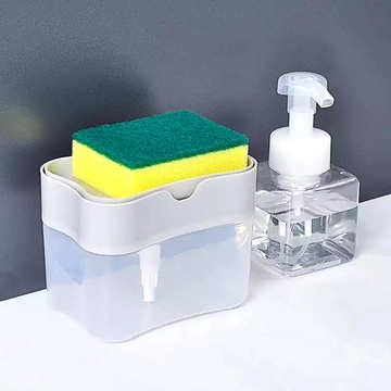 Кухонный диспенсер-дозатор для моющего средства с губкой Akay