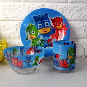 Подарочный набор посуды для детей 3 пр Герои в масках, детская посуда Hell