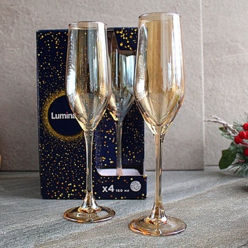 Набір келихів для шампанського із золотом Luminarc Золотий мед 160 мл 4 шт (P9307) Luminarc
